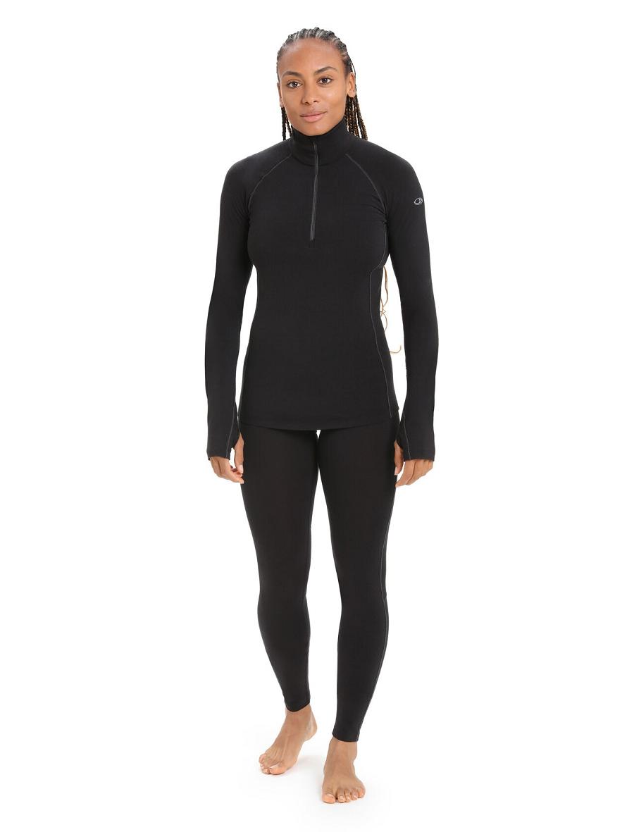 Black Women's Icebreaker BodyfitZone™ Merino 200 Zone Thermal Leggings | USA 1540PJJQ